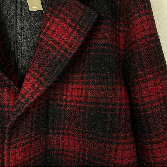 J. Crew L Limited Edition Ludlow Red & Black Plaid Overcoat in English Wool NWT - Picture 5 of 16